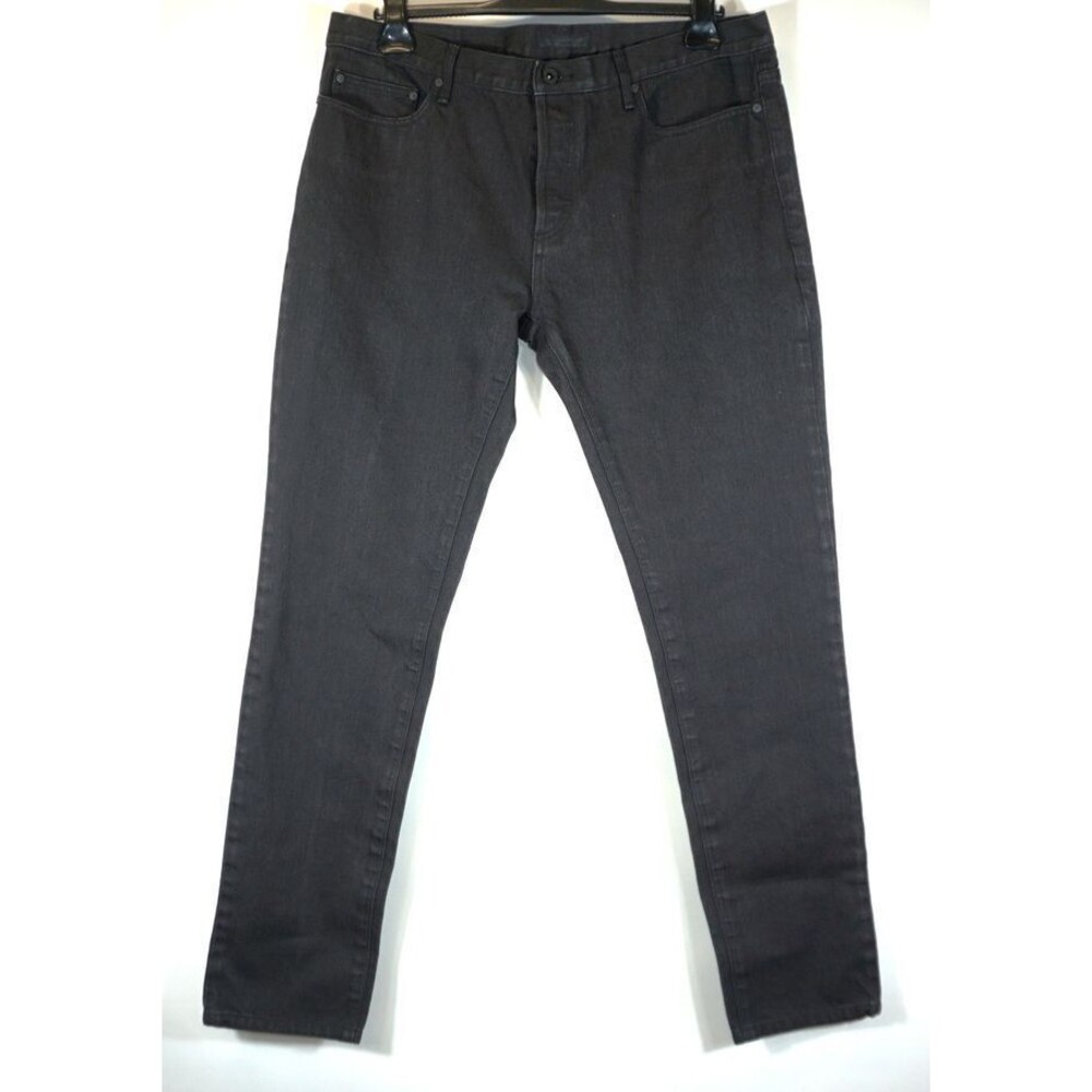 Burberry Prorsum Men's Black Coated Slim-Fit Tapered Leg Jeans, 37W